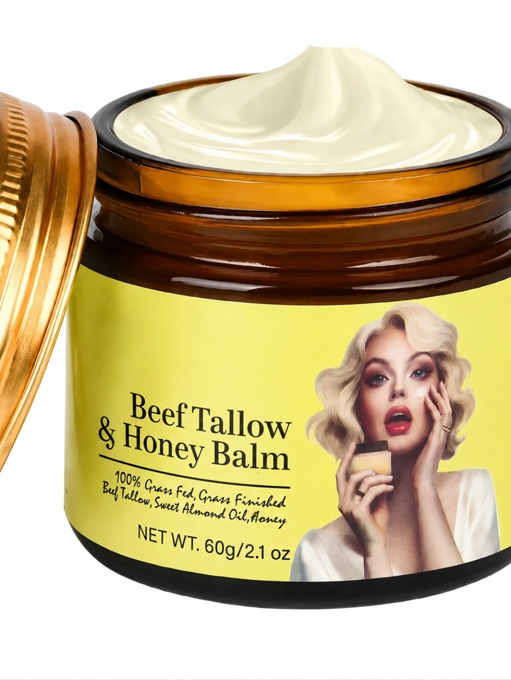 Beef‎ Tallow and Honey Balm 60g Grass Fed Grass Finished Moisturizer Cream